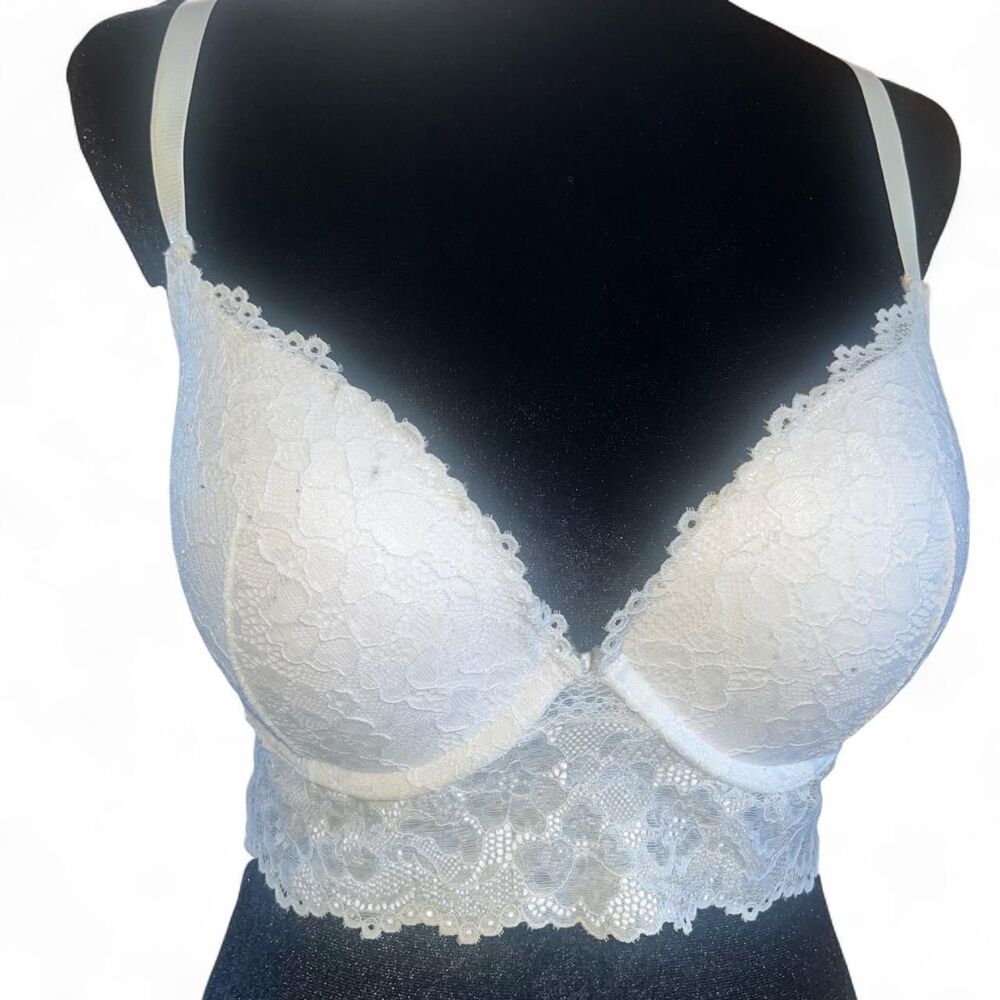 H&M Women's White Lace Bra SZ 34D